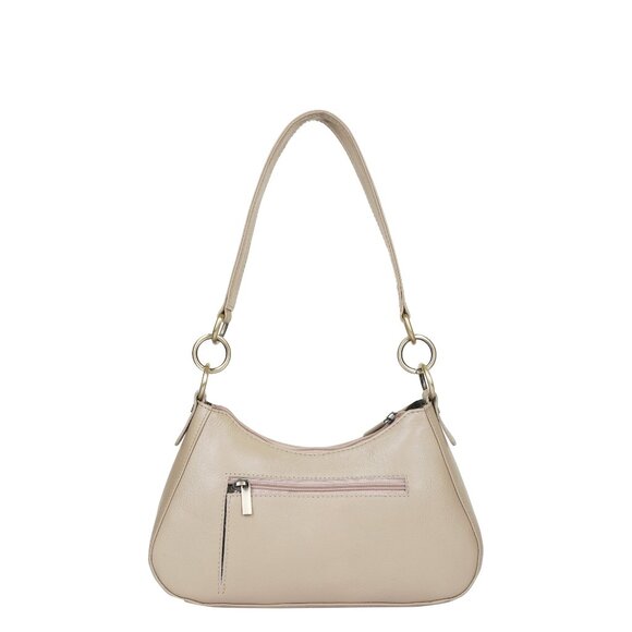 Ladies Taupe/Beige Leather Hobo Shoulder Bag -Top Handle Tote Bag, Satchel Purse - Picture 8 of 10
